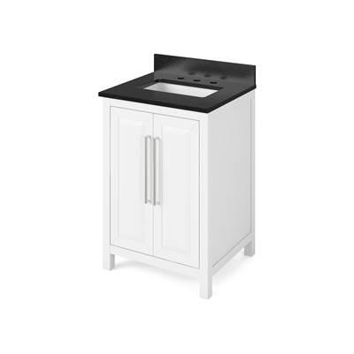 24'' White Cade Vanity, Black Granite Vanity Top, undermount rectangle bowl by Jeffrey Alexander