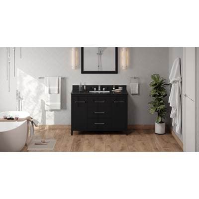 Jeffrey Alexander 48'' Black Katara Vanity, Black Granite Vanity Top, Undermount Rectangle Bowl -...