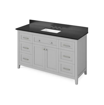 60'' Grey Chatham Vanity, Black Granite Vanity Top, undermount rectangle bowl by Jeffrey Alexander