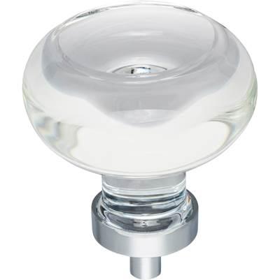 1-3/4'' Diameter Polished Chrome Button Glass Harlow Cabinet Knob by Jeffrey Alexander