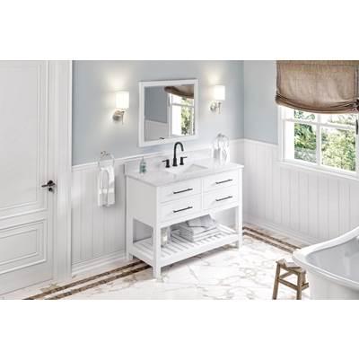 48'' White Wavecrest Vanity, White Carrara Marble Vanity Top, undermount rectangle bowl