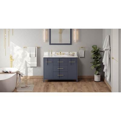 48'' Blue Steel Katara Vanity, Calacatta Vienna Quartz Vanity Top, Undermount Rectangle Bowl