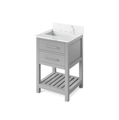 24'' Grey Wavecrest Vanity, Calacatta Vienna Quartz Vanity Top, undermount rectangle bowl by Jeffrey Alexander