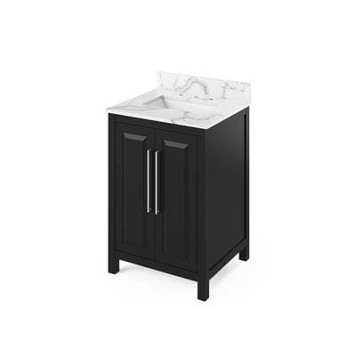 Jeffrey Alexander 24'' Black Cade Vanity, Calacatta Vienna Quartz Vanity Top, Undermount... by Jeffrey Alexander