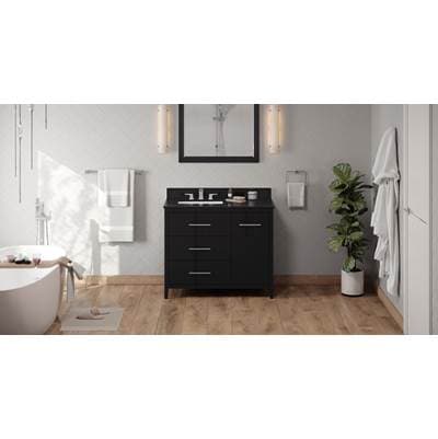 Jeffrey Alexander 42'' Black Katara Vanity, Left Offset, Black Granite Vanity Top, Undermount... by Jeffrey Alexander