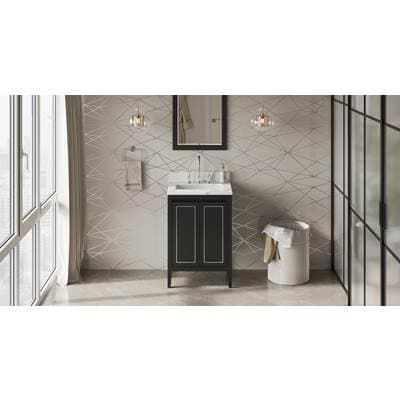 Jeffrey Alexander 24'' Black Percival Vanity, Calacatta Vienna Quartz Vanity Top, Undermount... by Jeffrey Alexander