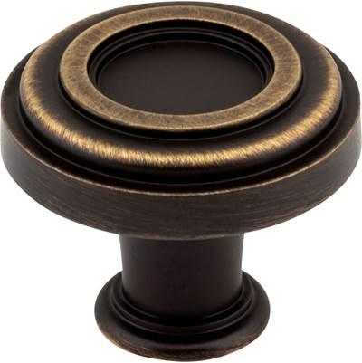 1-3/8'' Diameter Antique Brushed Satin Brass Ring Lafayette Cabinet Knob by Jeffrey Alexander