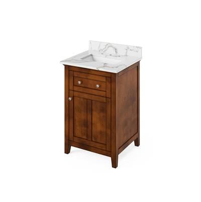 24'' Chocolate Chatham Vanity, Calacatta Vienna Quartz Vanity Top, undermount rectangle bowl by Jeffrey Alexander