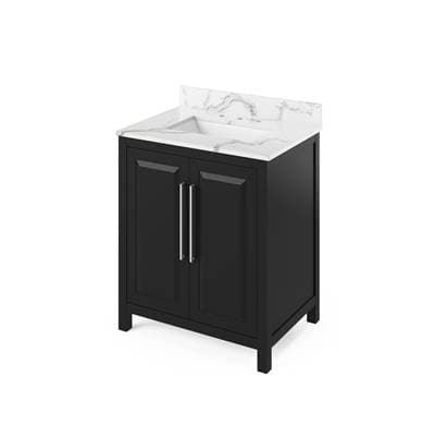Jeffrey Alexander 30'' Black Cade Vanity, Calacatta Vienna Quartz Vanity Top, Undermount... by Jeffrey Alexander