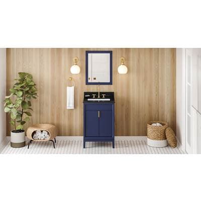 Jeffrey Alexander 24'' Hale Blue Theodora Vanity, Black Granite Vanity Top, Undermount Rectangle... by Jeffrey Alexander