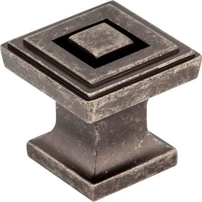 Jeffrey Alexander 1'' Overall Length Distressed Pewter Square Delmar Cabinet Knob - Distressed... by Jeffrey Alexander