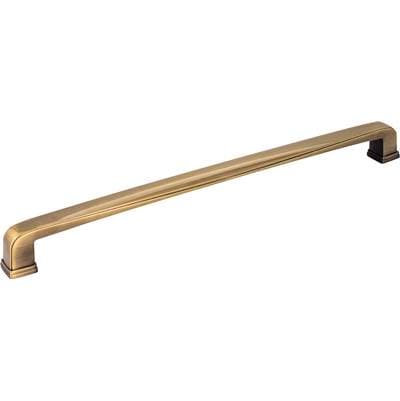 Jeffrey Alexander 12'' Center-to-center Brushed Antique Brass Square Milan 1 Appliance Handle -...