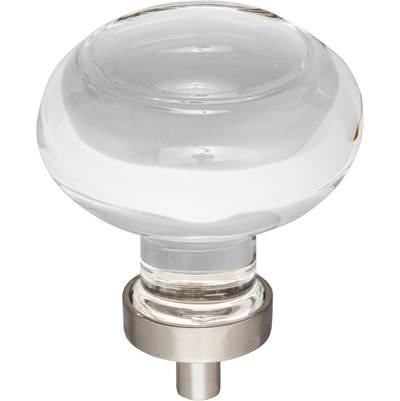 1-3/4'' Diameter Satin Nickel Button Glass Harlow Cabinet Knob by Jeffrey Alexander