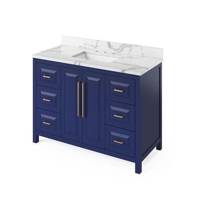 48'' Hale Blue Cade Vanity, Calacatta Vienna Quartz Vanity Top, undermount rectangle bowl