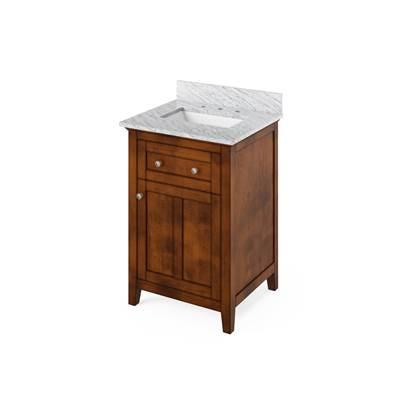 24'' Chocolate Chatham Vanity, White Carrara Marble Vanity Top, undermount rectangle bowl by Jeffrey Alexander