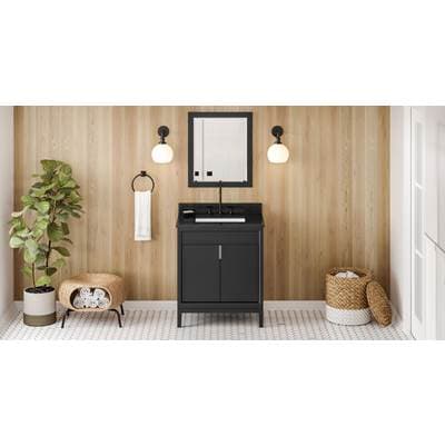 Jeffrey Alexander 30'' Black Theodora Vanity, Black Granite Vanity Top, Undermount Rectangle Bowl... by Jeffrey Alexander