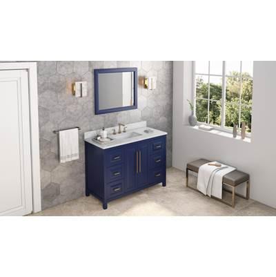 48'' Hale Blue Cade Vanity, White Carrara Marble Vanity Top, undermount rectangle bowl by Jeffrey Alexander