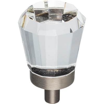 Jeffrey Alexander 1'' Overall Length Brushed Pewter Faceted Glass Harlow Cabinet Knob - Brushed... by Jeffrey Alexander