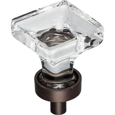 Jeffrey Alexander 1'' Overall Length Brushed Oil Rubbed Bronze Square Glass Harlow Cabinet Knob -... by Jeffrey Alexander