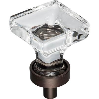 1'' Overall Length Brushed Oil Rubbed Bronze Square Glass Harlow Cabinet Knob