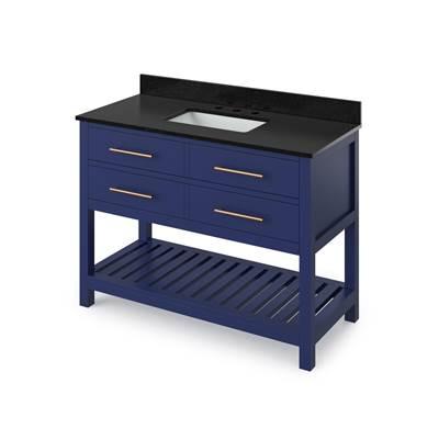 48'' Hale Blue Wavecrest Vanity, Black Granite Vanity Top, undermount rectangle bowl by Jeffrey Alexander