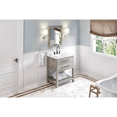 Jeffrey Alexander 30'' Weathered Grey Wavecrest Vanity, Calacatta Vienna Quartz Vanity Top,...
