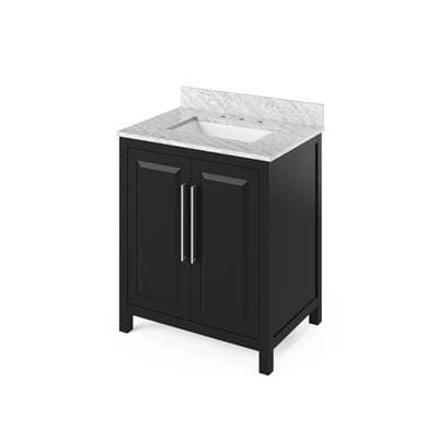 Jeffrey Alexander 30'' Black Cade Vanity, White Carrara Marble Vanity Top, Undermount Rectangle... by Jeffrey Alexander
