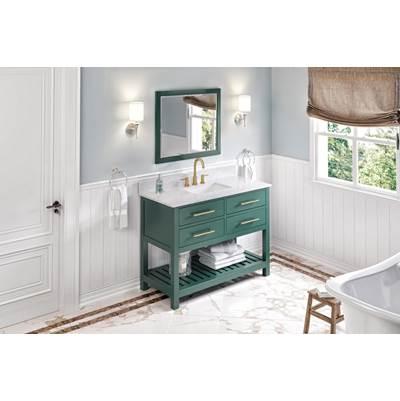 48'' Forest Green Wavecrest Vanity, White Carrara Marble Vanity Top, undermount rectangle bowl