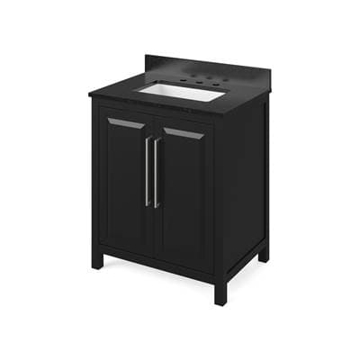 Jeffrey Alexander 30'' Black Cade Vanity, Black Granite Vanity Top, Undermount Rectangle Bowl -... by Jeffrey Alexander
