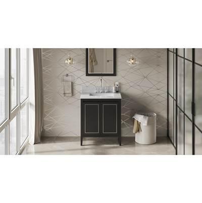 30'' Black Percival Vanity, White Carrara Marble Vanity Top, Undermount Rectangle Bowl