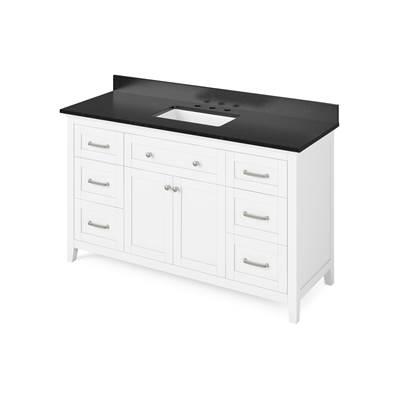 60'' White Chatham Vanity, Black Granite Vanity Top, undermount rectangle bowl by Jeffrey Alexander