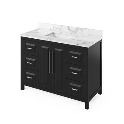 48'' Black Cade Vanity, Calacatta Vienna Quartz Vanity Top, undermount rectangle bowl