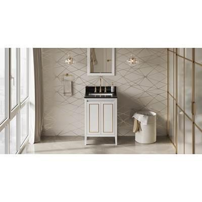 24'' White Percival Vanity, Black Granite Vanity Top, Undermount Rectangle Bowl by Jeffrey Alexander