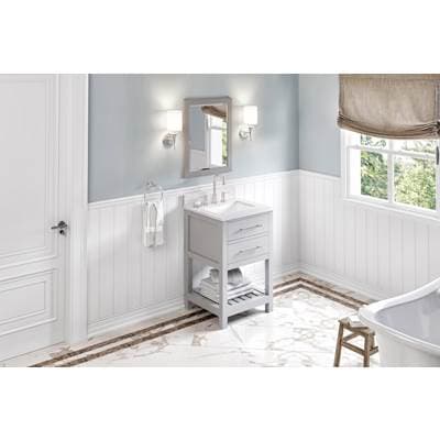 Jeffrey Alexander 24'' Grey Wavecrest Vanity, White Carrara Marble Vanity Top, Undermount... by Jeffrey Alexander