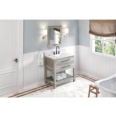Jeffrey Alexander 36'' Weathered Grey Wavecrest Vanity, White Carrara Marble Vanity Top,... by Jeffrey Alexander