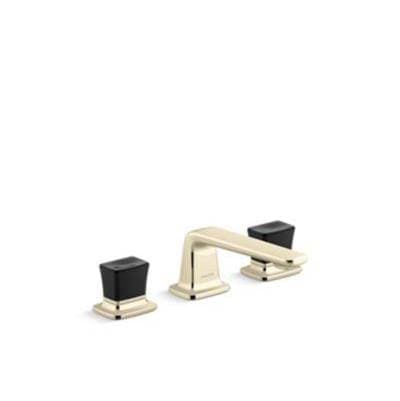 Kallista Per Se Sink Faucet, Black Crystal Knob - French Gold by Kallista