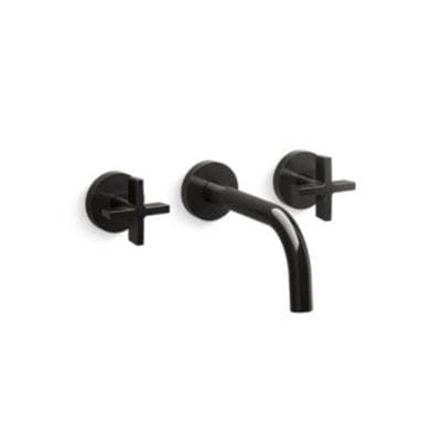 Kallista Onee Wall Mnt Lav W/cross & Short Spout - Polished Graphite