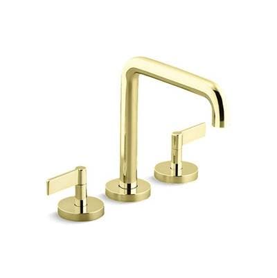 Kallista Onee Dm Bath Set, Tall Spout, Lever - Unlacquered Brass