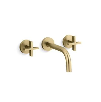 Kallista Onee Wall Mnt Lav W/cross & Short Spout - Brushed French Gold