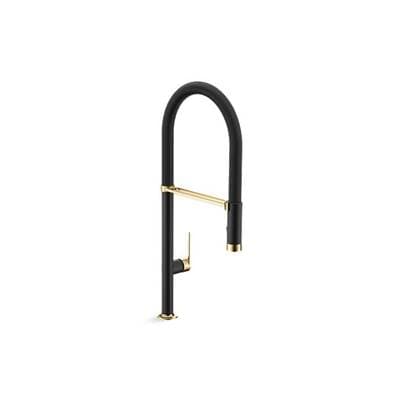 Kallista Juxtapose Semi-pro Faucet W/ Po Spray - Matte Black with Brushed Moderne Brass by Kallista