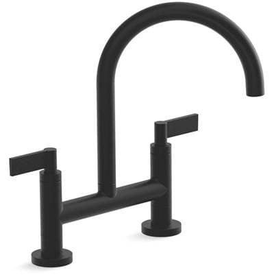 Kallista Onee Kitchen Bridge Faucet, D-mount, Lv - Matte Black