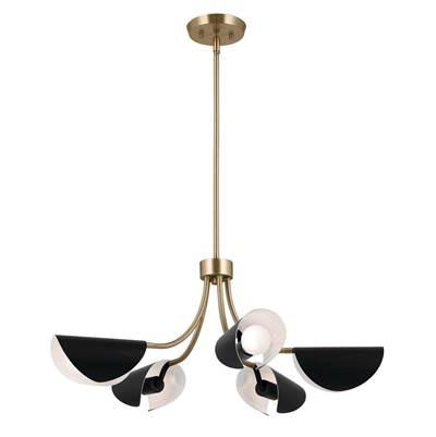Arcus 29.25 Inch 5 Light Convertible Chandelier in Champagne Bronze with Black