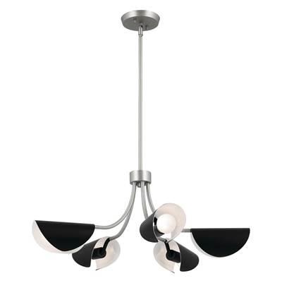 Arcus 29.25 Inch 5 Light Convertible Chandelier in Satin Nickel with Black by Kichler Lighting