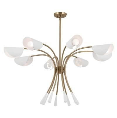 Arcus 45.5 Inch 8 Light Chandelier in Champagne Bronze with White