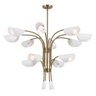 Arcus 46.25 Inch 12 Light Chandelier in Champagne Bronze with White