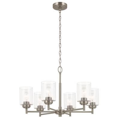 Winslow 26-Inch 6 Light Chandelier with Clear Seeded Glass in Brushed Nickel by Kichler Lighting