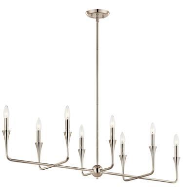 Alvaro 45.5 Inch 8 Light Linear Chandelier in Polished Nickel by Kichler Lighting