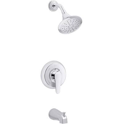Kohler July Rite-temp Bath And Shower Trim with Lever Handle, Slip-fit Spout And 1.75 Gpm Showerhead - Polished Chrome