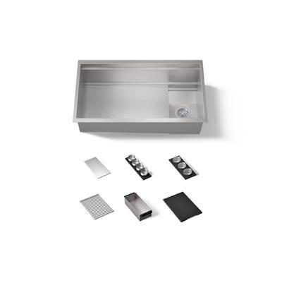 33-3/4'' undermount single-bowl workstation kitchen sink