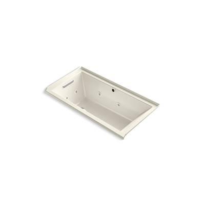 Kohler Underscore 60'' x 30'' alcove Heated BubbleMassageE air bath with whirlpool, left drain - Biscuit by Kohler